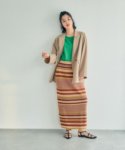 LEPSIM（レプシィム）の「12ゲージマルチボーダースカート　290073（スカート・レディース・グリーン/テラコッタ/ブラック・FREE）」の22枚目の写真