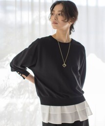 ✨新品✨美品✨クミキョク組曲大きいサイズ（5）13号XL ニット　カシミヤ混 セール】透かし編みバルキーハイネックニット（ニット/セーター