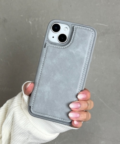 セール】合成皮革 背面ケース 手帳型 マット カード収納 耐衝撃