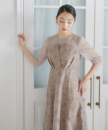 ビスチェ風刺繍レースワンピースドレス