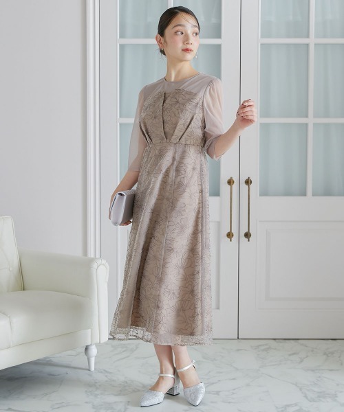 Jolie et Jolie(ジョリーエジョリー)の「ビスチェ風刺繍レースワンピースドレス(ドレス・レディース・ベージュ/ネイビー・M/L/3L/4L/LL)」の7枚目の写真