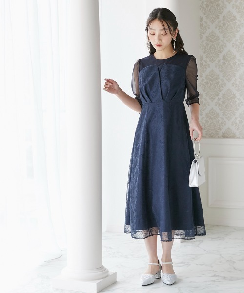 Jolie et Jolie(ジョリーエジョリー)の「ビスチェ風刺繍レースワンピースドレス(ドレス・レディース・ベージュ/ネイビー・M/L/3L/4L/LL)」の20枚目の写真