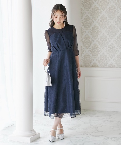 Jolie et Jolie(ジョリーエジョリー)の「ビスチェ風刺繍レースワンピースドレス(ドレス・レディース・ベージュ/ネイビー・M/L/3L/4L/LL)」の22枚目の写真