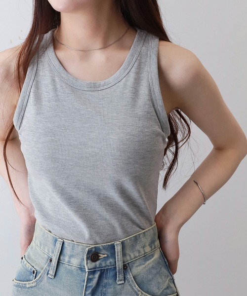 WEGO（ウィゴー）の「WEGO/なちゅ盛れカップインアメスリタンク（タンクトップ・レディース・杢グレー/ブラック/オフホワイト/レッド・SMALL/MEDIUM）」の19枚目の写真