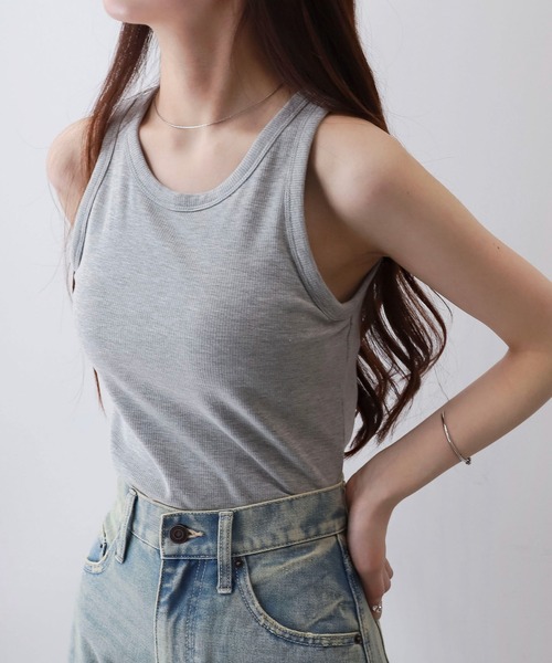 WEGO（ウィゴー）の「WEGO/なちゅ盛れカップインアメスリタンク（タンクトップ・レディース・杢グレー/ブラック/オフホワイト/レッド・SMALL/MEDIUM）」の17枚目の写真