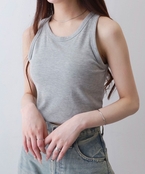 WEGO（ウィゴー）の「WEGO/なちゅ盛れカップインアメスリタンク（タンクトップ・レディース・杢グレー/ブラック/オフホワイト/レッド・SMALL/MEDIUM）」の18枚目の写真