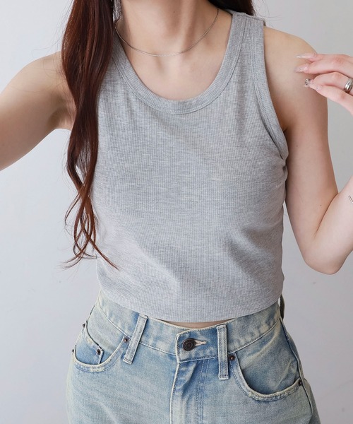 WEGO（ウィゴー）の「WEGO/なちゅ盛れカップインアメスリタンク（タンクトップ・レディース・杢グレー/ブラック/オフホワイト/レッド・SMALL/MEDIUM）」の16枚目の写真