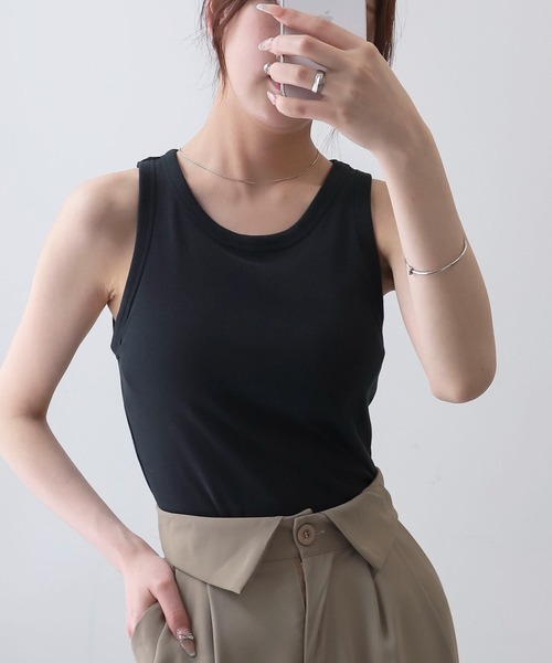 WEGO（ウィゴー）の「WEGO/なちゅ盛れカップインアメスリタンク（タンクトップ・レディース・杢グレー/ブラック/オフホワイト/レッド・SMALL/MEDIUM）」の11枚目の写真