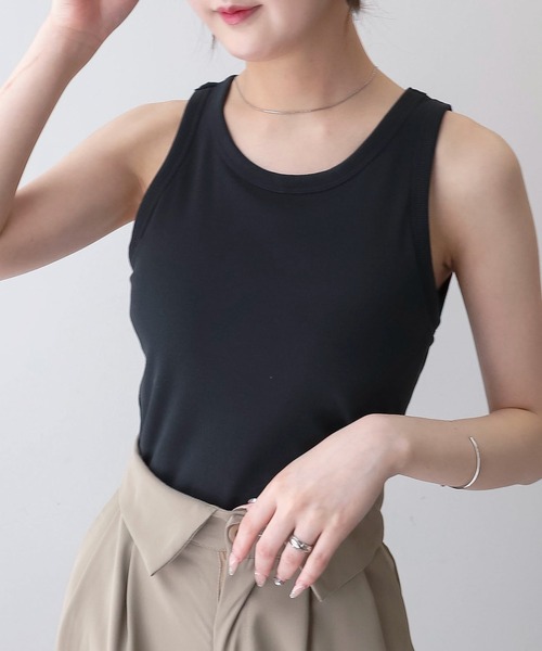 WEGO（ウィゴー）の「WEGO/なちゅ盛れカップインアメスリタンク（タンクトップ・レディース・杢グレー/ブラック/オフホワイト/レッド・SMALL/MEDIUM）」の12枚目の写真