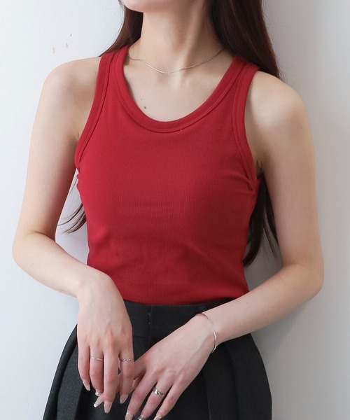 WEGO（ウィゴー）の「WEGO/なちゅ盛れカップインアメスリタンク（タンクトップ・レディース・杢グレー/ブラック/オフホワイト/レッド・SMALL/MEDIUM）」の22枚目の写真