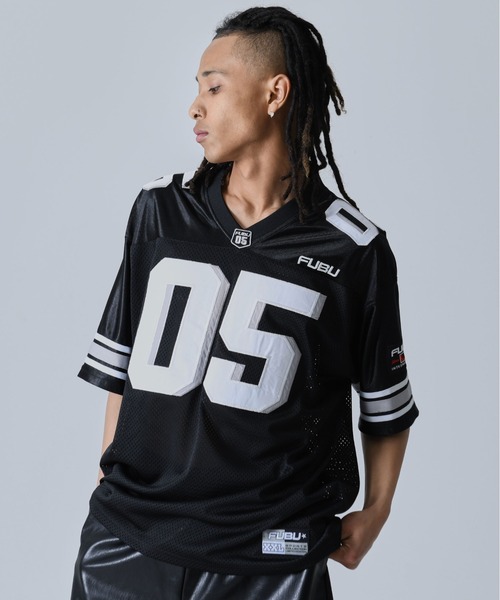 FUBU ゲームシャツ BRONX Logoアメフト ジャージ FUBU フブ ブランド ロゴ チーム ワッペン 刺繍 アメカジ Vネック 半袖