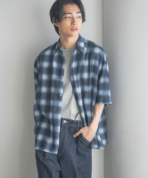 セール】メッシュオンブレチェックシャツSS 325557（シャツ