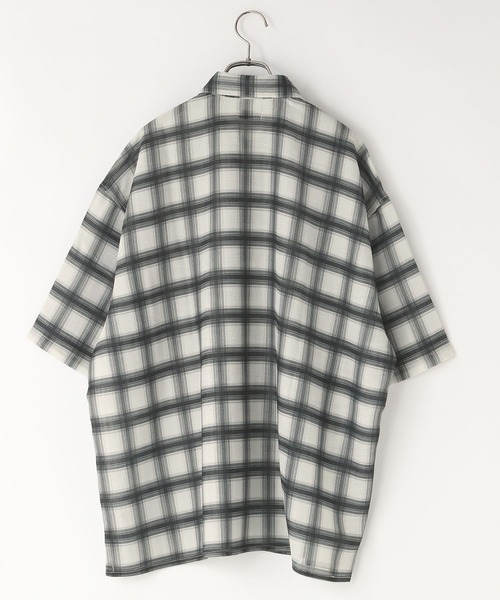 LOWRYS FARM（ローリーズファーム）の「メッシュオンブレチェックシャツＳＳ　 325557（シャツ/ブラウス・メンズ・グレー/ブルー/ブラック/ブラウン・MEDIUM/LARGE）」の5枚目の写真