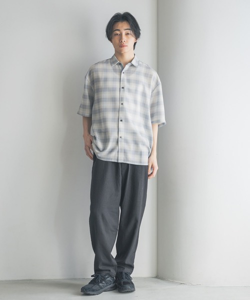 LOWRYS FARM（ローリーズファーム）の「メッシュオンブレチェックシャツＳＳ　 325557（シャツ/ブラウス・メンズ・グレー/ブルー/ブラック/ブラウン・MEDIUM/LARGE）」の14枚目の写真