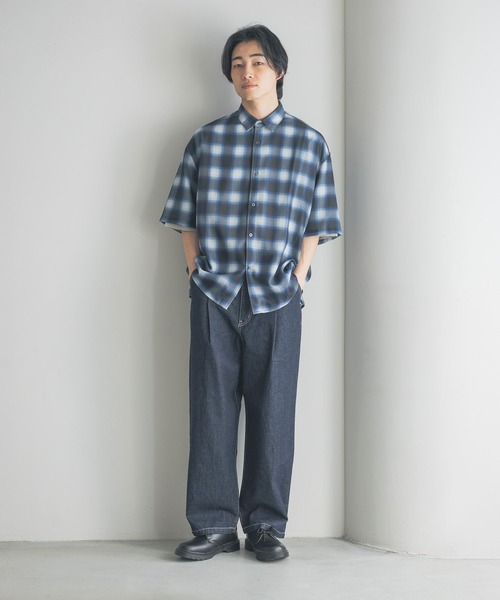 セール】メッシュオンブレチェックシャツSS 325557（シャツ