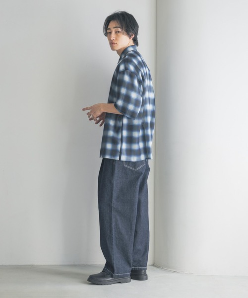 LOWRYS FARM（ローリーズファーム）の「メッシュオンブレチェックシャツＳＳ　 325557（シャツ/ブラウス・メンズ・グレー/ブルー/ブラック/ブラウン・MEDIUM/LARGE）」の21枚目の写真