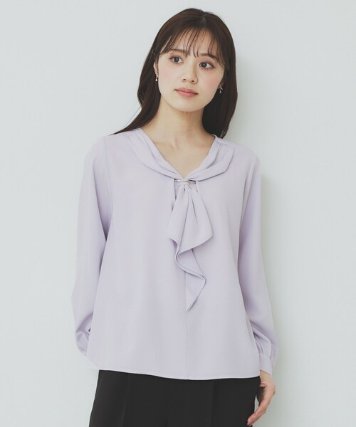 美品✨22年✨アディアム　ワッフルブラウス　フリル　ストレッチ　ウォッシャブル フリルショートブラウス | シャツ・ブラウス | Apuweiser-riche