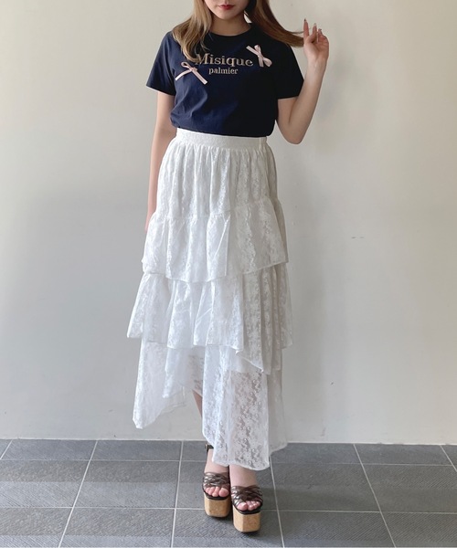 one way（ワンウェイ）の「レースイレヘムティアードスカート（スカート・レディース・ブラック/ホワイト・FREE）」の8枚目の写真