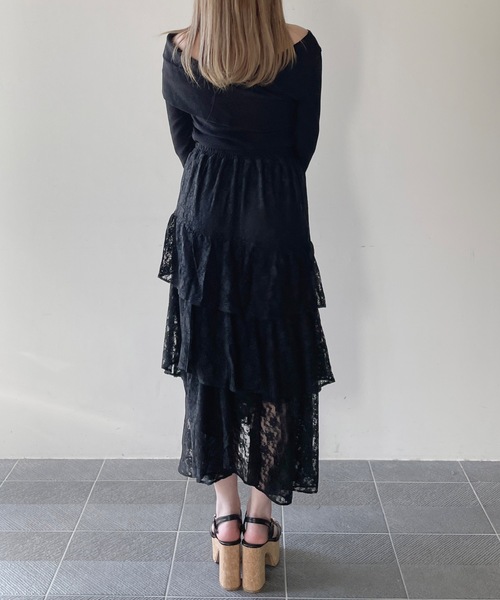 one way（ワンウェイ）の「レースイレヘムティアードスカート（スカート・レディース・ブラック/ホワイト・FREE）」の16枚目の写真