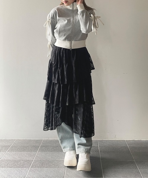 one way（ワンウェイ）の「レースイレヘムティアードスカート（スカート・レディース・ブラック/ホワイト・FREE）」の21枚目の写真