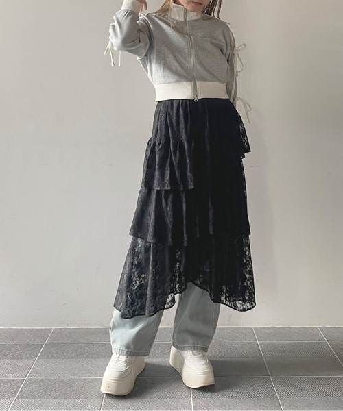 one way（ワンウェイ）の「レースイレヘムティアードスカート（スカート・レディース・ブラック/ホワイト・FREE）」の22枚目の写真