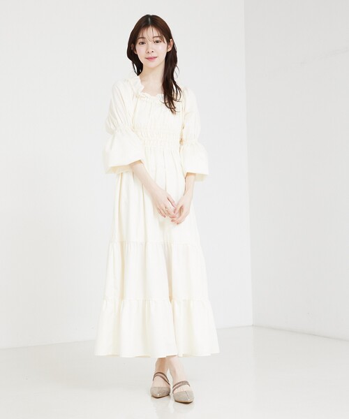 SELFIST(セルフィスト)の「【美的掲載】2wayオフショルティアードワンピース 春服 バルーン袖 長袖 ティアードスカート(ワンピース・レディース・ブラック/アイボリー/ピンク・フリー)」の20枚目の写真