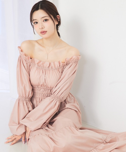 SELFIST(セルフィスト)の「【美的掲載】2wayオフショルティアードワンピース 春服 バルーン袖 長袖 ティアードスカート(ワンピース・レディース・ブラック/アイボリー/ピンク・フリー)」の11枚目の写真