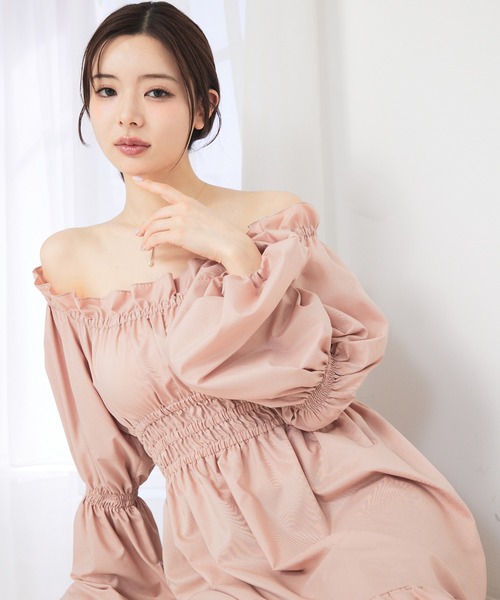 SELFIST(セルフィスト)の「【美的掲載】2wayオフショルティアードワンピース 春服 バルーン袖 長袖 ティアードスカート(ワンピース・レディース・ブラック/アイボリー/ピンク・フリー)」の13枚目の写真