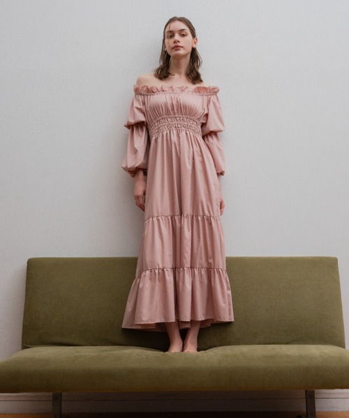 SELFIST(セルフィスト)の「【美的掲載】2wayオフショルティアードワンピース 春服 バルーン袖 長袖 ティアードスカート(ワンピース・レディース・ブラック/アイボリー/ピンク・フリー)」の16枚目の写真