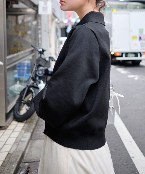 Rejoule（リジュール）の「ハート刺繍スポンディッシュポロニット（ニット/セーター・レディース・ブラック/アイボリー/ホワイト×ブラック・FREE）」の11枚目の写真