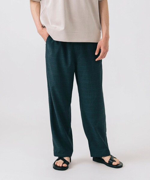 BEAMS HEART（ビームスハート）の「COOLMAX アンクル チェック ワイドイージー パンツ【吸水速乾・接触冷感】（その他パンツ・メンズ・ネイビー/ブラウン・LARGE/SMALL/MEDIUM）」の6枚目の写真