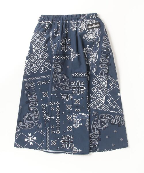 WILD THINGS（ワイルドシングス）の「WILD THINGS/ワイルドシングス　プリントラックススカート　PRINT LAX SKIRT（スカート・レディース・ネイビー/グレー・M）」の3枚目の写真
