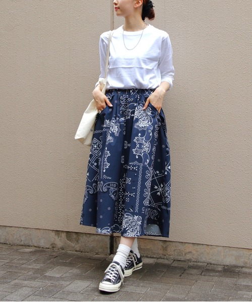 WILD THINGS（ワイルドシングス）の「WILD THINGS/ワイルドシングス　プリントラックススカート　PRINT LAX SKIRT（スカート・レディース・ネイビー/グレー・M）」の16枚目の写真