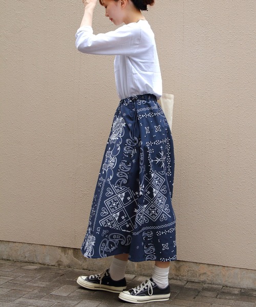 WILD THINGS（ワイルドシングス）の「WILD THINGS/ワイルドシングス　プリントラックススカート　PRINT LAX SKIRT（スカート・レディース・ネイビー/グレー・M）」の18枚目の写真