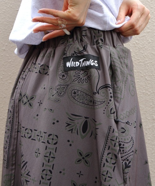 WILD THINGS（ワイルドシングス）の「WILD THINGS/ワイルドシングス　プリントラックススカート　PRINT LAX SKIRT（スカート・レディース・ネイビー/グレー・M）」の11枚目の写真