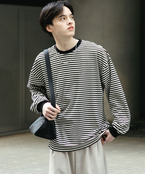 SENSE OF PLACE by URBAN RESEARCH(センスオブプレイスバイアーバンリサーチ)の「ワッフルボーダーロングTシャツ(Tシャツ/カットソー・メンズ・ブルー/ホワイト/オリーブ・MEDIUM/LARGE)」の2枚目の写真