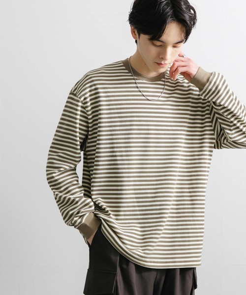 SENSE OF PLACE by URBAN RESEARCH(センスオブプレイスバイアーバンリサーチ)の「ワッフルボーダーロングTシャツ(Tシャツ/カットソー・メンズ・ブルー/ホワイト/オリーブ・MEDIUM/LARGE)」の14枚目の写真