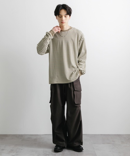 SENSE OF PLACE by URBAN RESEARCH(センスオブプレイスバイアーバンリサーチ)の「ワッフルボーダーロングTシャツ(Tシャツ/カットソー・メンズ・ブルー/ホワイト/オリーブ・MEDIUM/LARGE)」の17枚目の写真