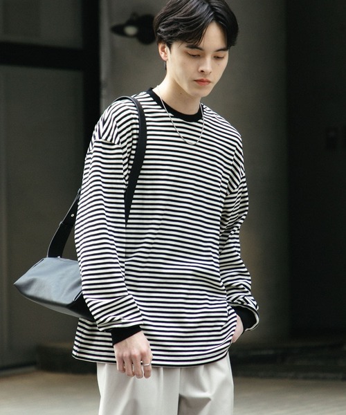 SENSE OF PLACE by URBAN RESEARCH(センスオブプレイスバイアーバンリサーチ)の「ワッフルボーダーロングTシャツ(Tシャツ/カットソー・メンズ・ブルー/ホワイト/オリーブ・MEDIUM/LARGE)」の5枚目の写真