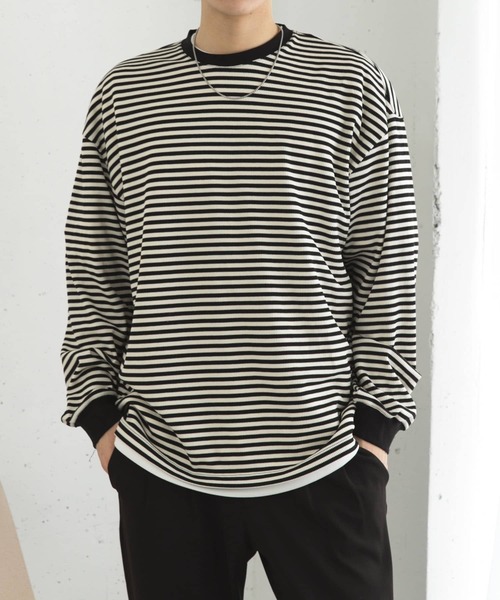 SENSE OF PLACE by URBAN RESEARCH(センスオブプレイスバイアーバンリサーチ)の「ワッフルボーダーロングTシャツ(Tシャツ/カットソー・メンズ・ブルー/ホワイト/オリーブ・MEDIUM/LARGE)」の8枚目の写真