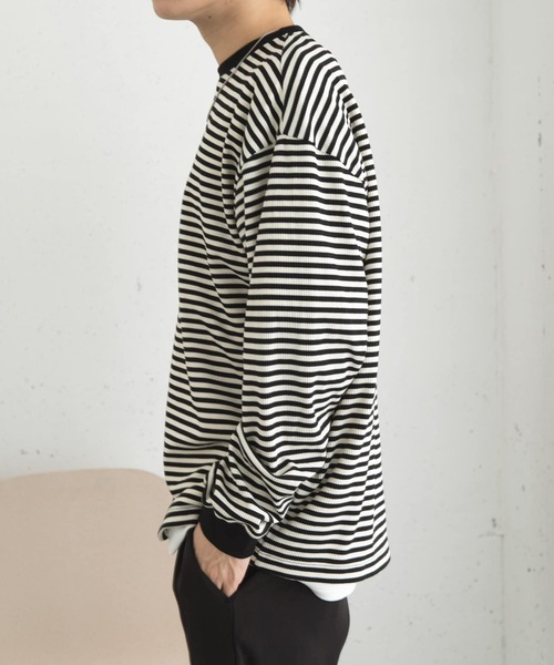SENSE OF PLACE by URBAN RESEARCH(センスオブプレイスバイアーバンリサーチ)の「ワッフルボーダーロングTシャツ(Tシャツ/カットソー・メンズ・ブルー/ホワイト/オリーブ・MEDIUM/LARGE)」の10枚目の写真