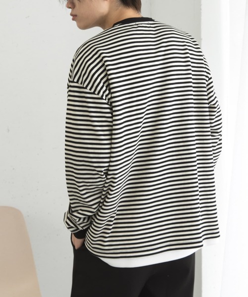 SENSE OF PLACE by URBAN RESEARCH(センスオブプレイスバイアーバンリサーチ)の「ワッフルボーダーロングTシャツ(Tシャツ/カットソー・メンズ・ブルー/ホワイト/オリーブ・MEDIUM/LARGE)」の11枚目の写真
