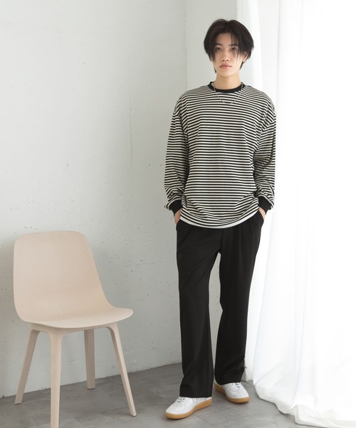 SENSE OF PLACE by URBAN RESEARCH(センスオブプレイスバイアーバンリサーチ)の「ワッフルボーダーロングTシャツ(Tシャツ/カットソー・メンズ・ブルー/ホワイト/オリーブ・MEDIUM/LARGE)」の12枚目の写真