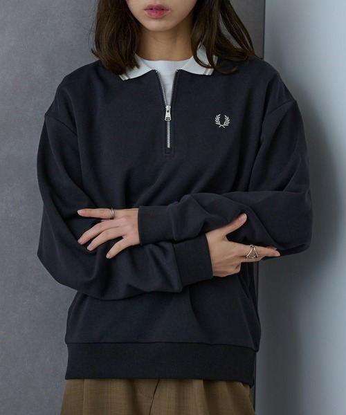 セール】【FRED PERRY】ZIP NECK COLLAR SWEATSHIRT 襟付き ハーフ