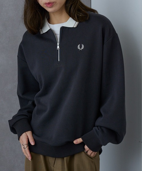 FRED PERRY】ZIP NECK COLLAR SWEATSHIRT 襟付き ハーフジップ