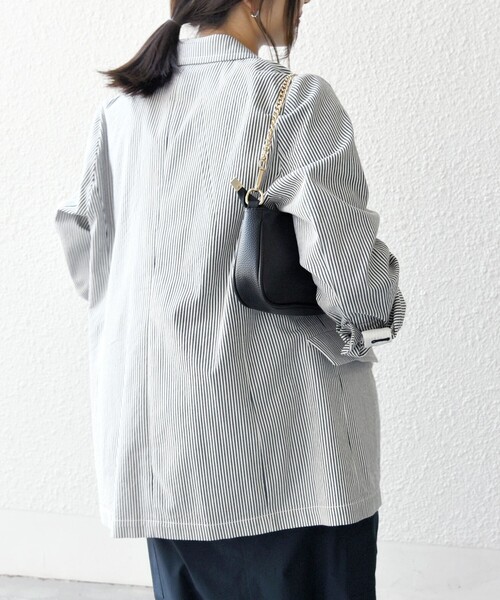 セール】SHIPS any:〈手洗い可能〉コードレーン ストライプ オーバー