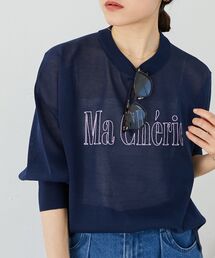シアー刺繍ロゴニットプルオーバー