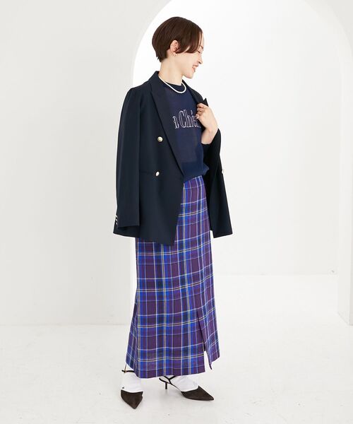 le.coeur blanc(ルクールブラン)の「シアー刺繍ロゴニットプルオーバー(ニット/セーター・レディース・ライトグレー/ネイビー/アイボリー・38)」の7枚目の写真