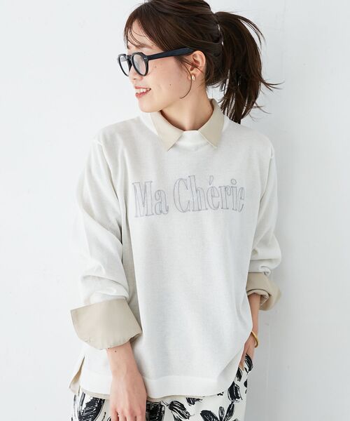 le.coeur blanc(ルクールブラン)の「シアー刺繍ロゴニットプルオーバー(ニット/セーター・レディース・ライトグレー/ネイビー/アイボリー・38)」の9枚目の写真