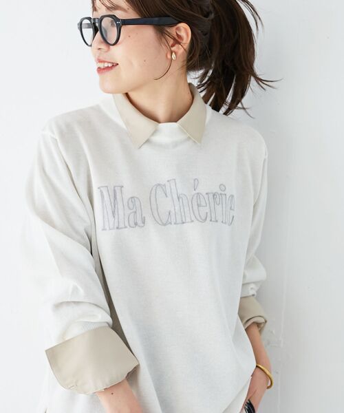 le.coeur blanc(ルクールブラン)の「シアー刺繍ロゴニットプルオーバー(ニット/セーター・レディース・ライトグレー/ネイビー/アイボリー・38)」の10枚目の写真